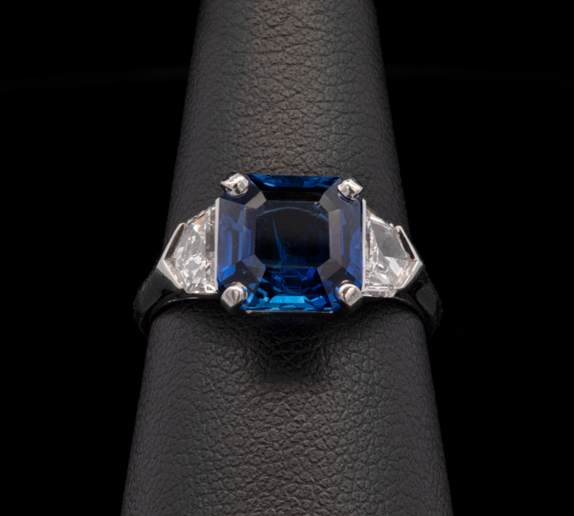Platinum Art Deco Burma Sapphire And Diamond Ring
