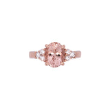 14K Rose Gold Oval Morganite And Diamond Ring