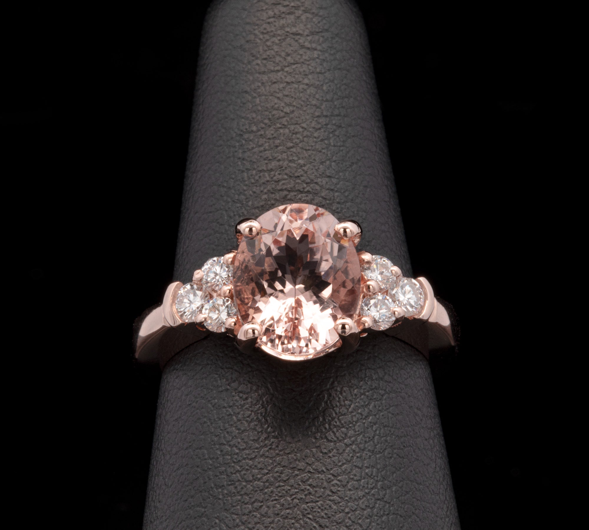 14K Rose Gold Oval Morganite And Diamond Ring