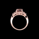 14K Rose Gold Oval Morganite And Diamond Ring
