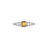 18K White Gold Bezel Set Yellow Sapphire And Diamond Ring