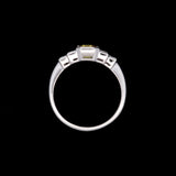 18K White Gold Bezel Set Yellow Sapphire And Diamond Ring