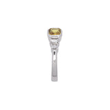 18K White Gold Bezel Set Yellow Sapphire And Diamond Ring