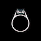 Platinum Indicolite Tourmaline And Diamond Halo Ring