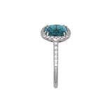 Platinum Indicolite Tourmaline And Diamond Halo Ring