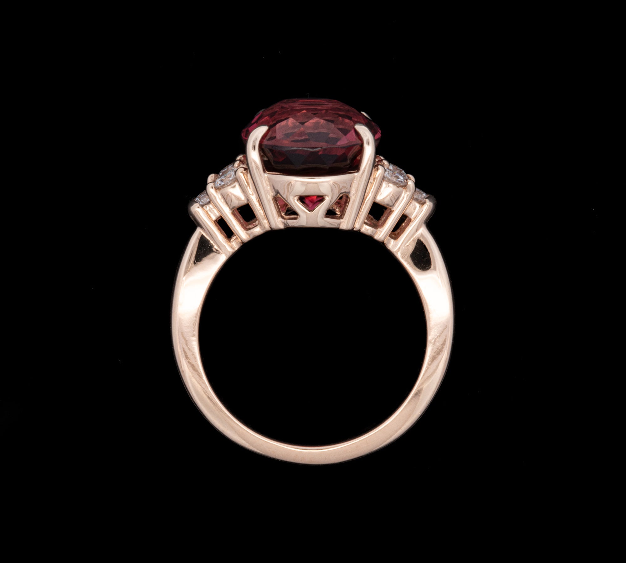 14K Yellow Gold Pink Tourmaline And Diamond Ring