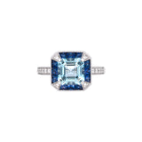 18K White Gold Aquamarine, Sapphire And Diamond Ring