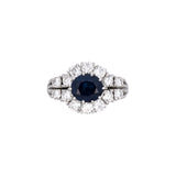 18K White Gold Thai Sapphire And Diamond Cluster Ring