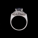 18K White Gold Thai Sapphire And Diamond Cluster Ring