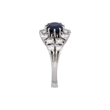 18K White Gold Thai Sapphire And Diamond Cluster Ring