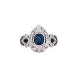 Platinum No Heat Cushion Cut Sapphire And Diamond Filigree Ring