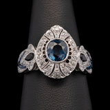 Platinum No Heat Cushion Cut Sapphire And Diamond Filigree Ring