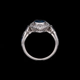Platinum No Heat Cushion Cut Sapphire And Diamond Filigree Ring