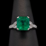 Platinum Art Deco Colombian Emerald And Diamond Ring