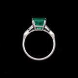 Platinum Art Deco Colombian Emerald And Diamond Ring