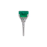 Platinum Art Deco Colombian Emerald And Diamond Ring