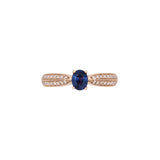 14K Yellow Gold Oval Purple Sapphire And Diamond Ring