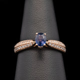 14K Yellow Gold Oval Purple Sapphire And Diamond Ring