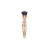 14K Yellow Gold Oval Purple Sapphire And Diamond Ring