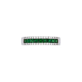 14K White Gold Channel Set Square Cut Tsavorite Garnet And Diamond Ring