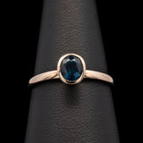 14K Yellow Gold Bezel Set Oval Blue Sapphire Ring