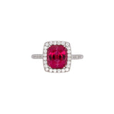 14K White Gold Pink Tourmaline And Diamond Halo Ring