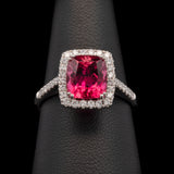 14K White Gold Pink Tourmaline And Diamond Halo Ring