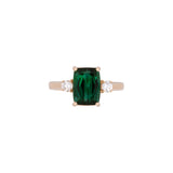 14K Yellow Gold Green Tourmaline And Diamond Ring