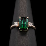 14K Yellow Gold Green Tourmaline And Diamond Ring