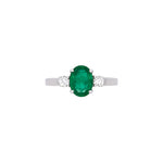 White Gold Emerald And Diamond Three Stone Ring