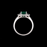 14K White Gold Emerald And Diamond Ring