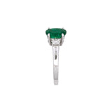 14K White Gold Emerald And Diamond Ring