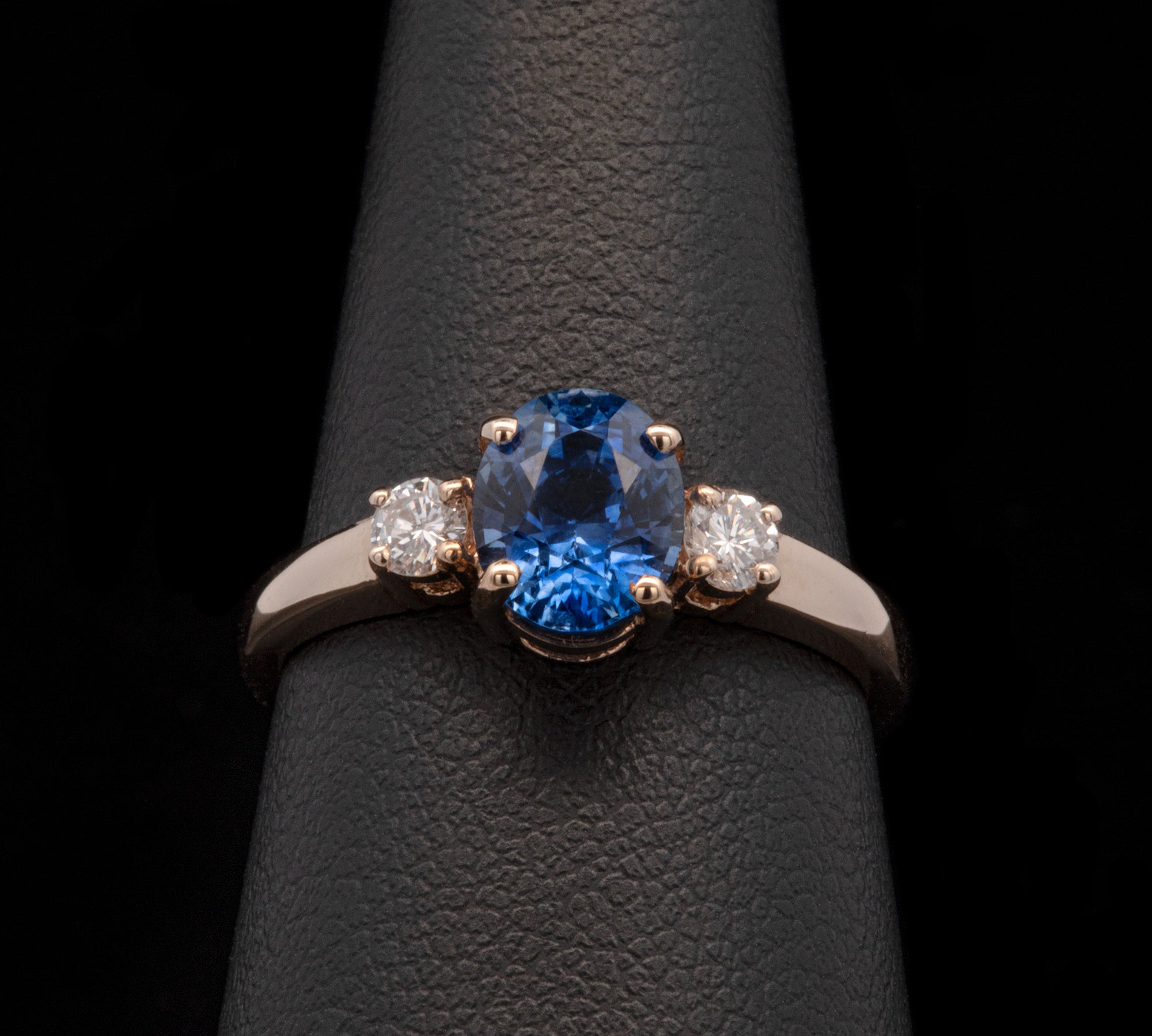 14K Yellow Gold Ceylon Sapphire And Diamond Ring