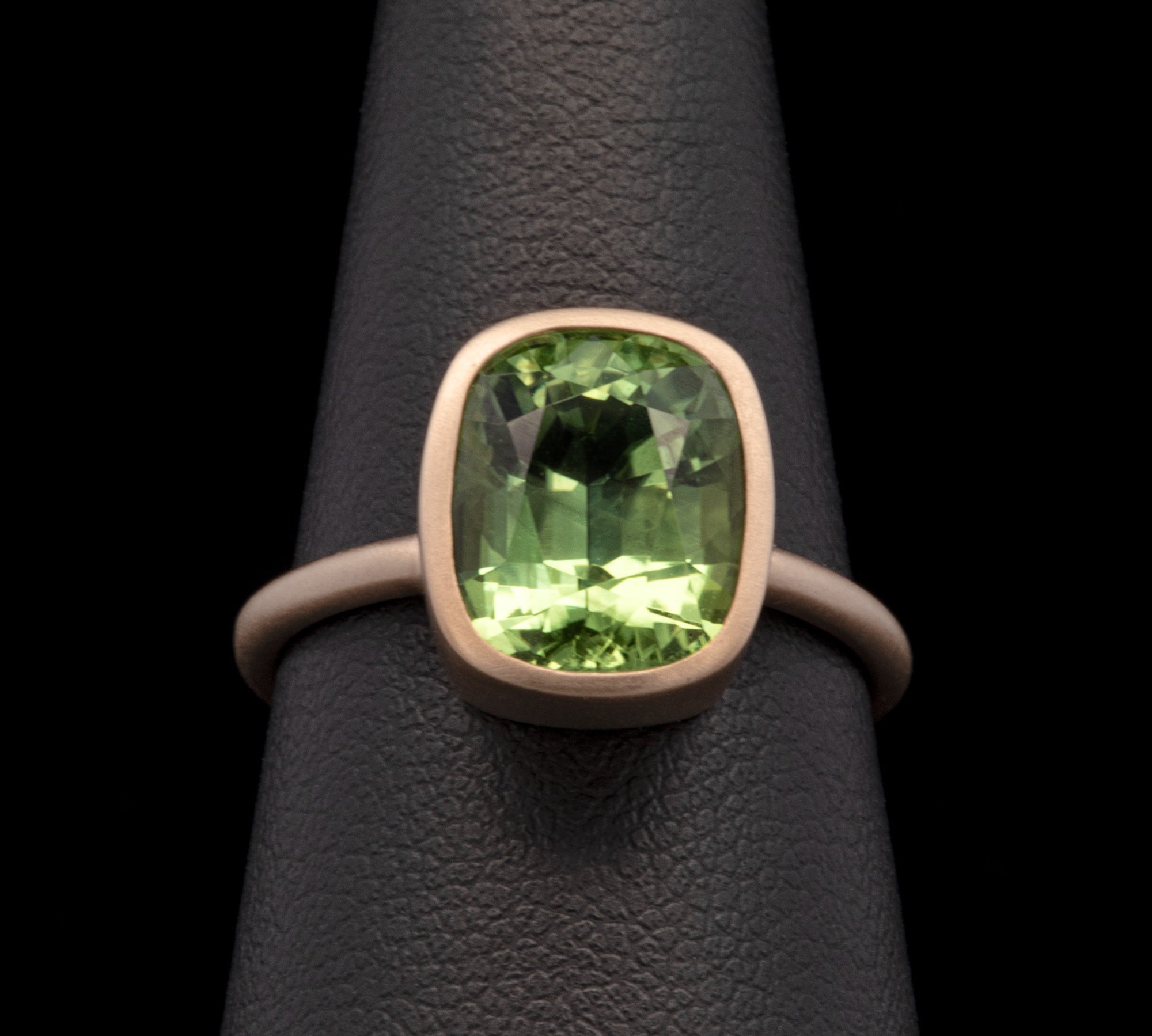 14K Yellow Gold Bezel Set Burmese Peridot Ring