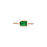 14K Yellow Gold Bezel Set Tsavorite Garnet Ring With Matte Finish