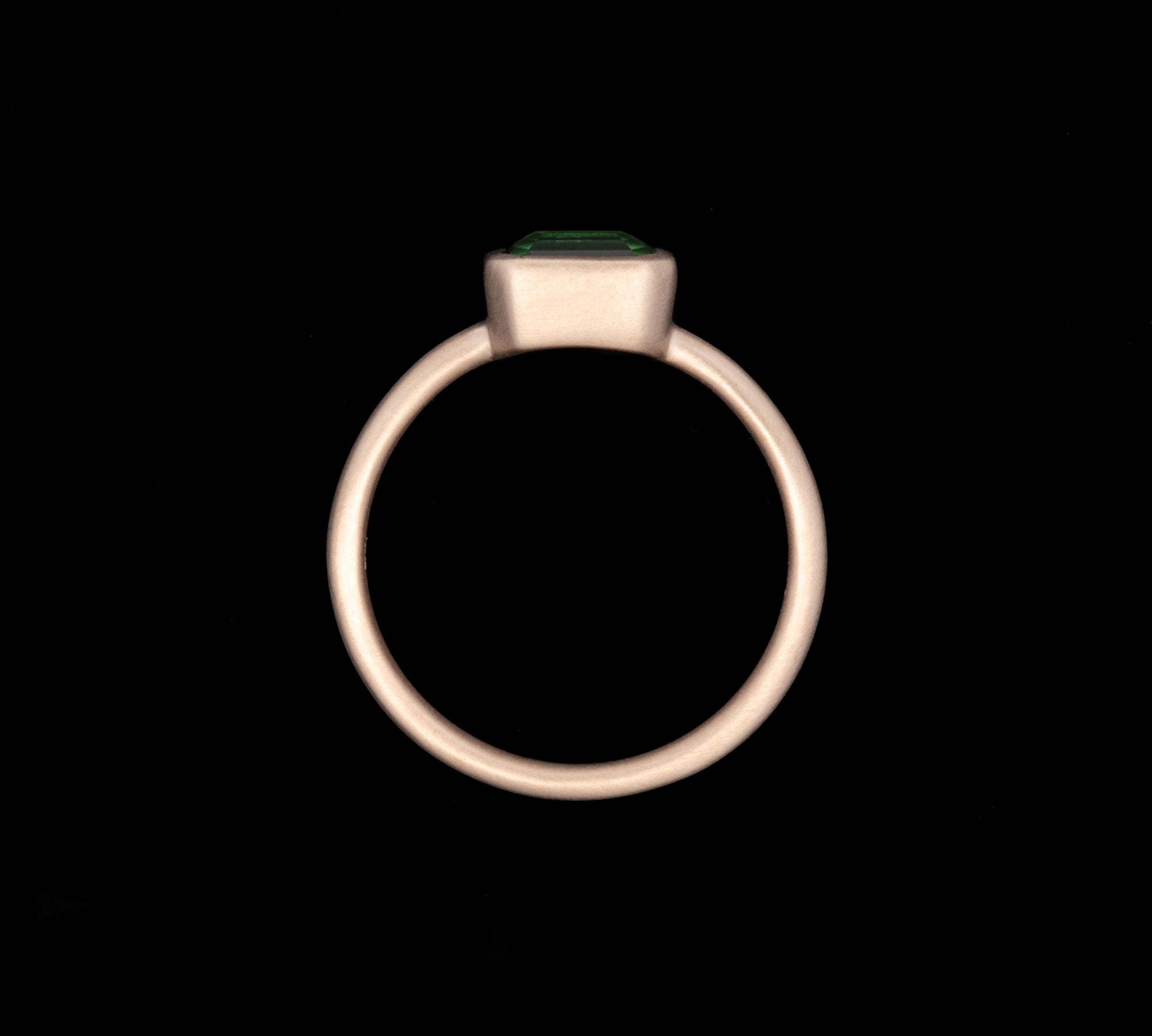 14K Yellow Gold Bezel Set Tsavorite Garnet Ring With Matte Finish