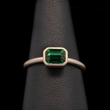 14K Yellow Gold Bezel Set Tsavorite Garnet Ring With Matte Finish
