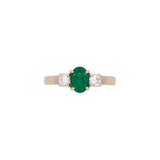 14K Yellow Gold Emerald And Diamond Ring