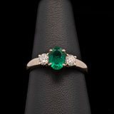14K Yellow Gold Emerald And Diamond Ring