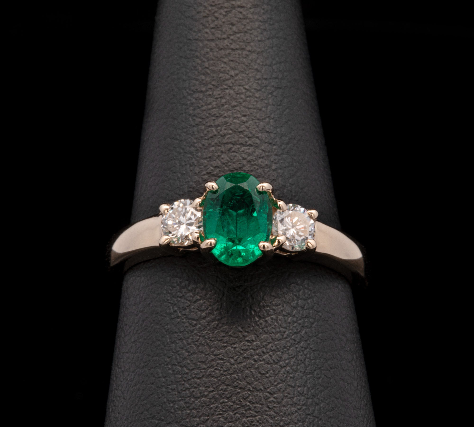 14K Yellow Gold Emerald And Diamond Ring