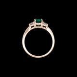 14K Yellow Gold Emerald And Diamond Ring