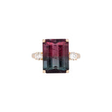 14K Yellow Gold Watermelon Tourmaline Ring With Diamond Accents