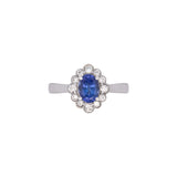 14K White Gold Tanzanite And Diamond Halo Ring