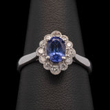 14K White Gold Tanzanite And Diamond Halo Ring