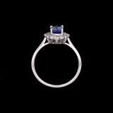 14K White Gold Tanzanite And Diamond Halo Ring