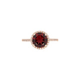 14K Yellow Gold Garnet And Diamond Halo Ring