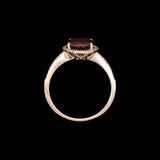 14K Yellow Gold Garnet And Diamond Halo Ring
