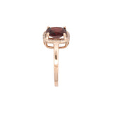 14K Yellow Gold Garnet And Diamond Halo Ring