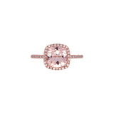 14K Rose Gold Morganite And Diamond Halo Ring