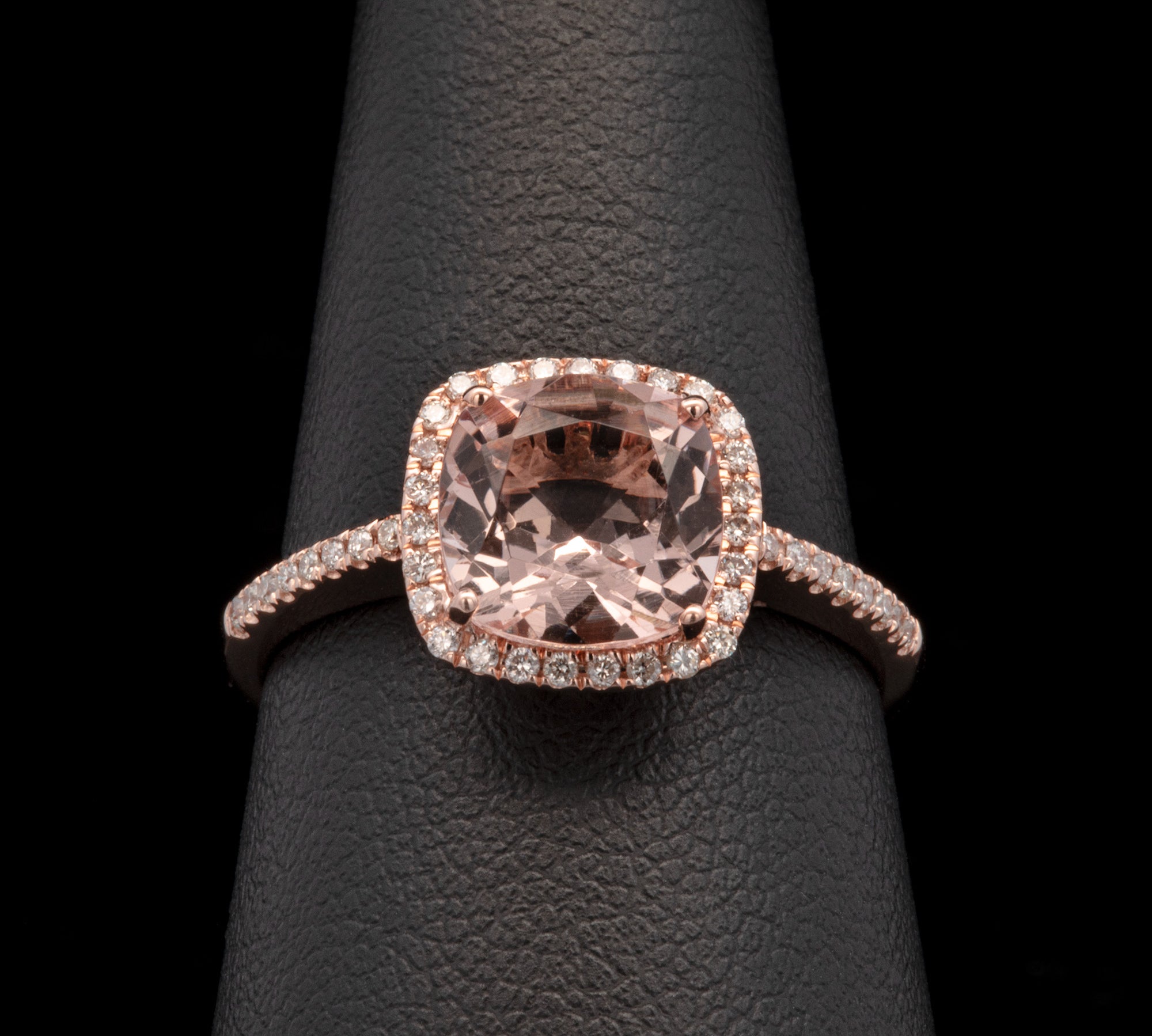 14K Rose Gold Morganite And Diamond Halo Ring